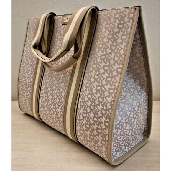 DKNY R41AFD61-gu0 Women's Beige Monogram Cassie Large Book Tote Bag - Picture 13 of 16